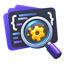 A magnifying glass revealing a small utility component.
