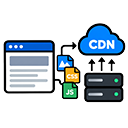Static Content Provider icon with separate website and asset-origin nodes.